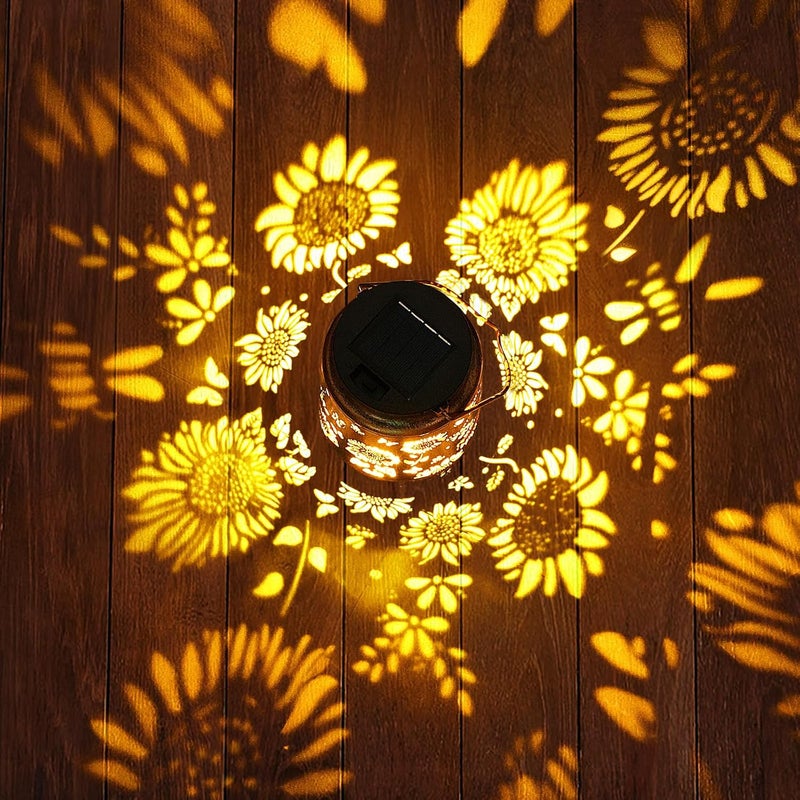 SANDECO Sunflower Solar Lanterns Outdoor Waterproof, Gifts for Women Mom Grandma Birthday, Metal Hanging Lantern Solar Lights LED Decoration with Shepherd Hook Outside for Yard, Patio, Porch, Garden Decor - Image 5